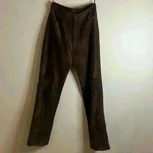 Charlotte Ford Vintage 100% Suede Leather Brown Boot Cut Pants